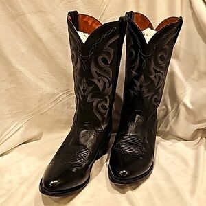 Dan Post black leather cowboy boots 10.5 EW very good condition